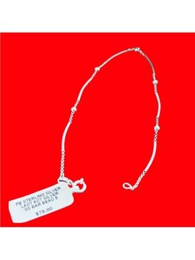 Sterling Silver Beaded Bar bracelet- 9”Silver Gianni Bernini FINAL PRICE DROP
